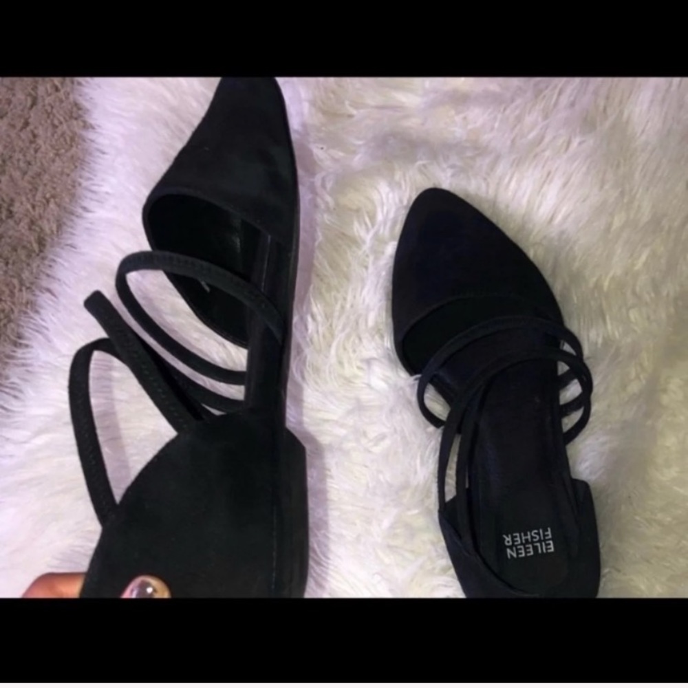 Eileen Fisher Black Strappy Suede Flats size 7.5 - Picture 6 of 6